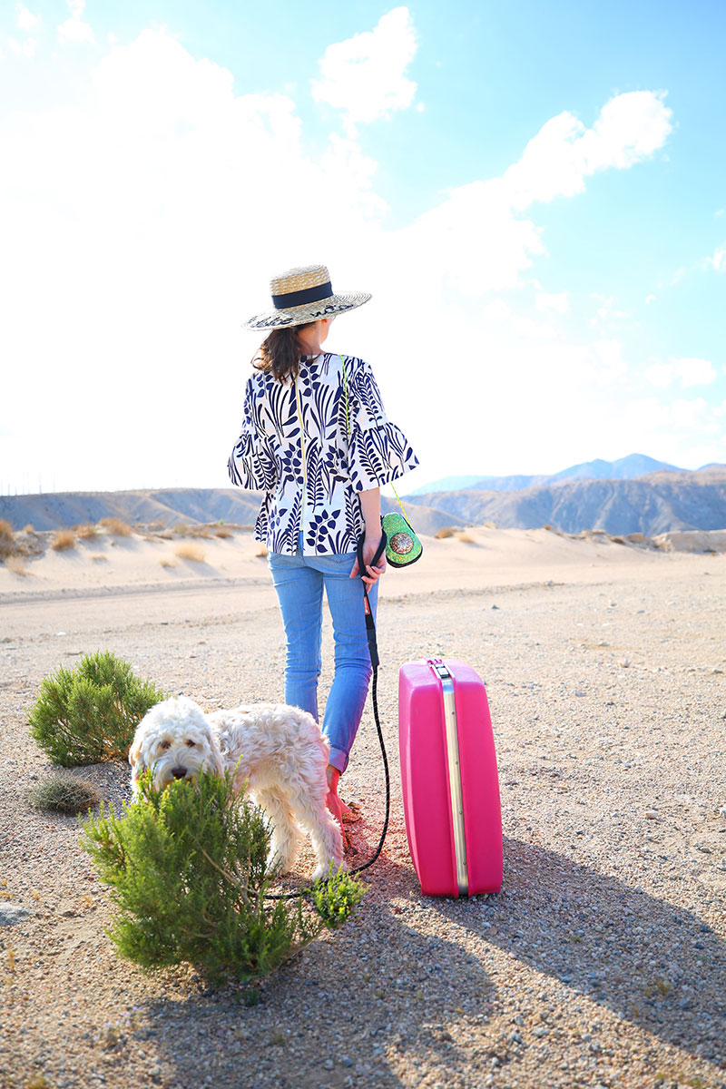 Road Trip Essentials: Vintage Pink Suitcase + Elizabeth McCay Top | Kelly Golightly