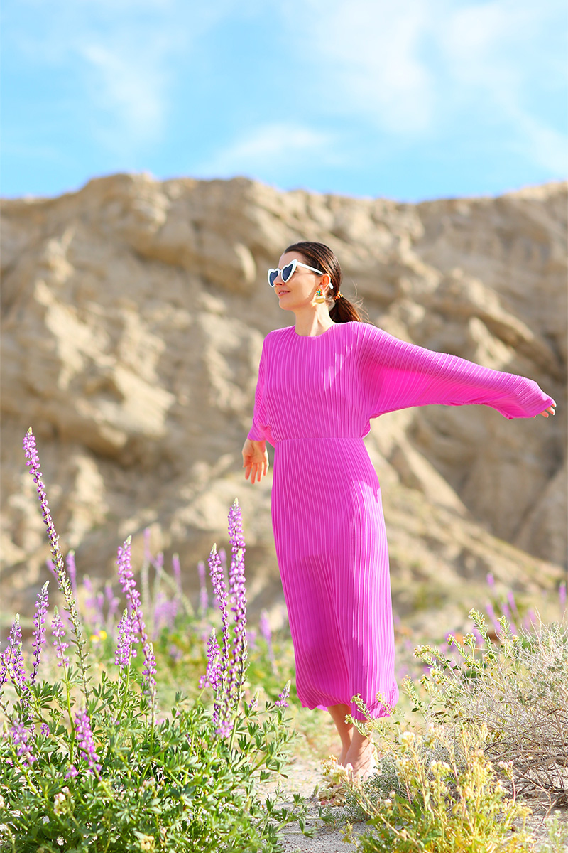 Solace London Ribbed Long Dress in Anza-Borrego for the Super Bloom | Kelly Golightly