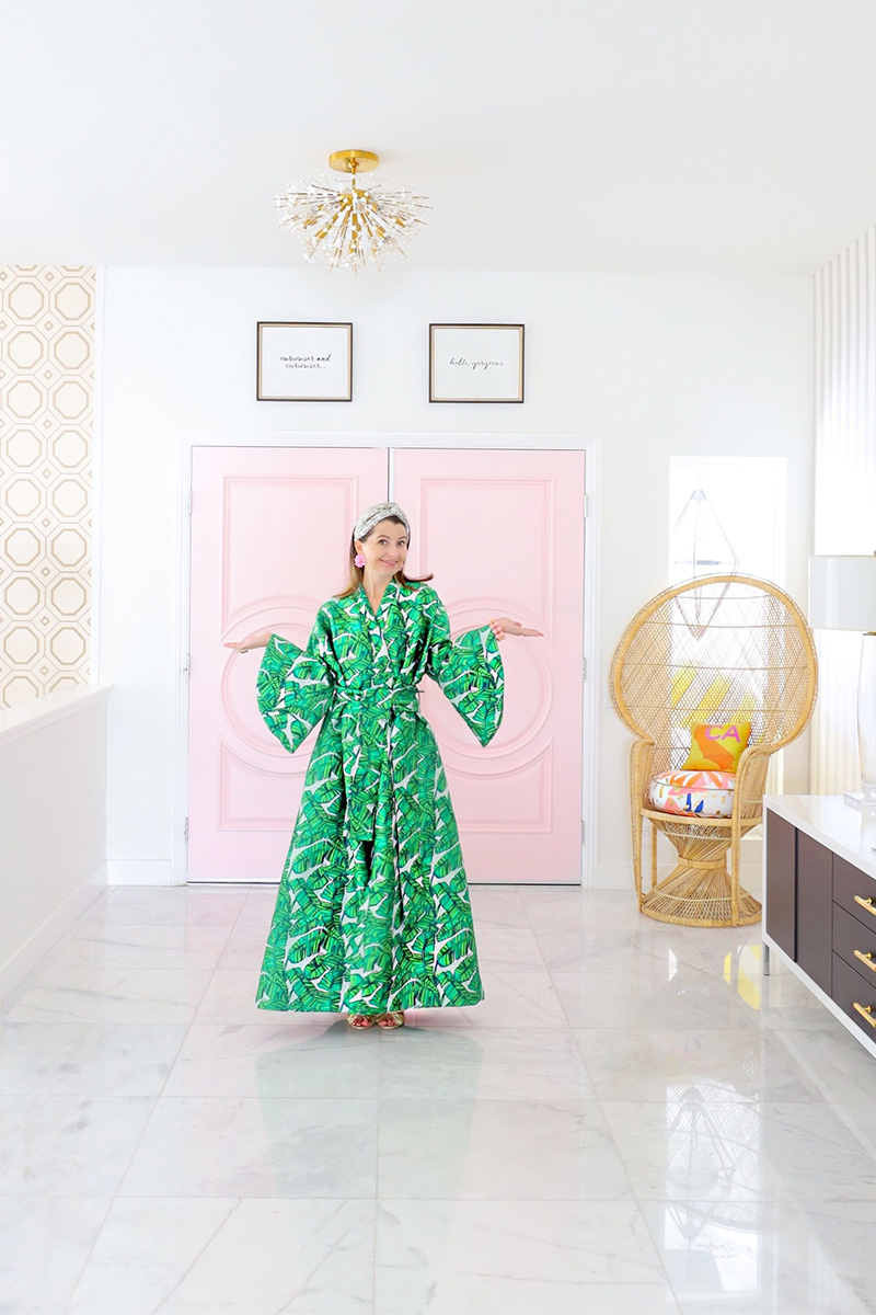 La Vie Style House Palm Leaf Kimono & Caftan Dress