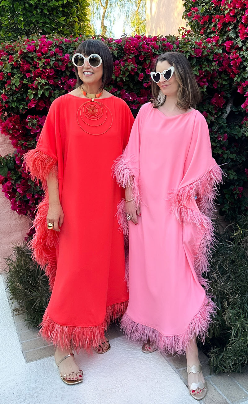 Feather-Trimmed Caftans, Dresses, ...