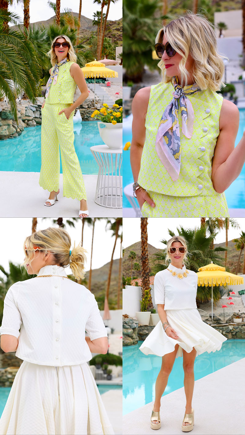 Yellow Scalloped Pants + Matching Top designed by BURU x Kelly Golightly | Inspired by Slim Aarons' Poolside Gossip